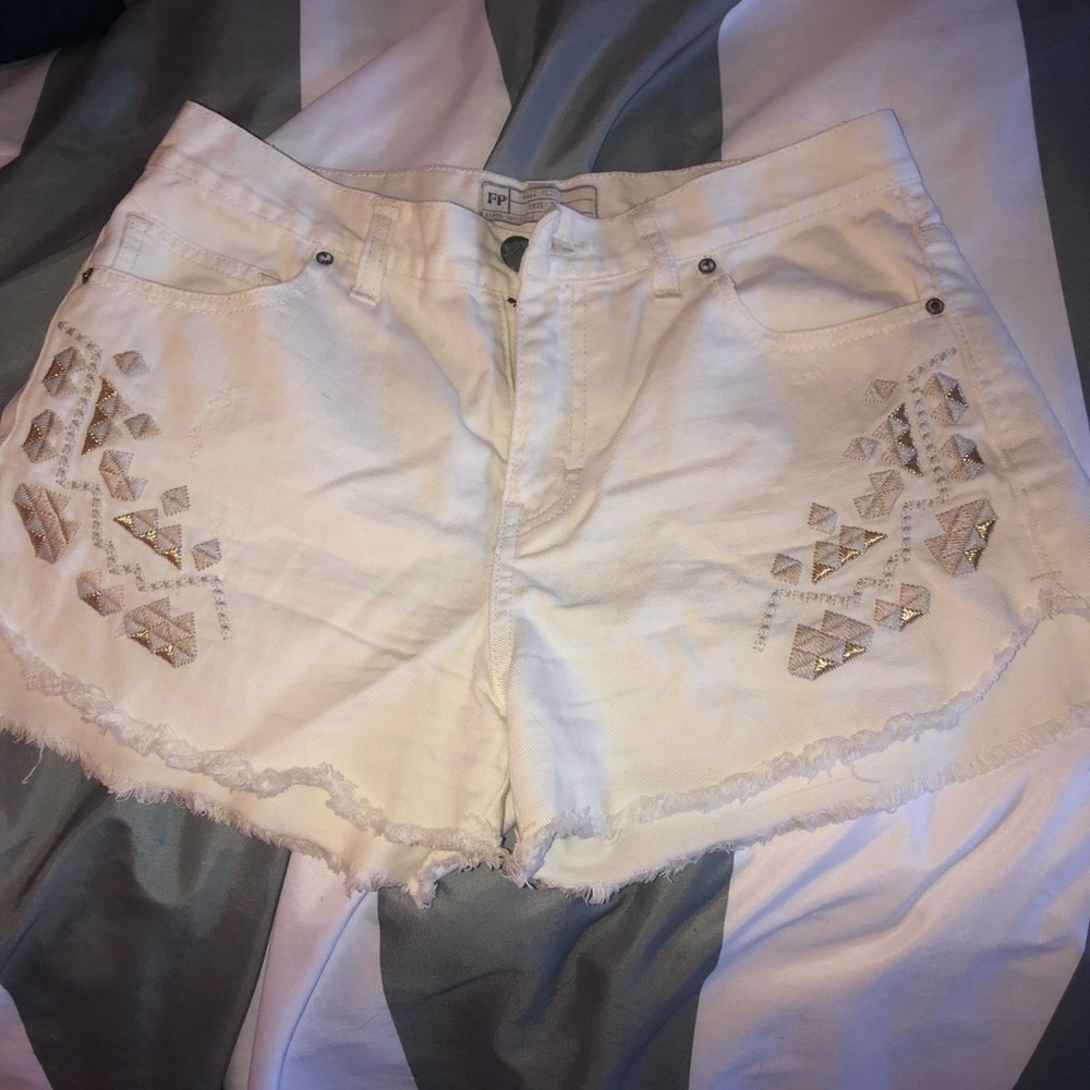 Free people white high waisted shorts
